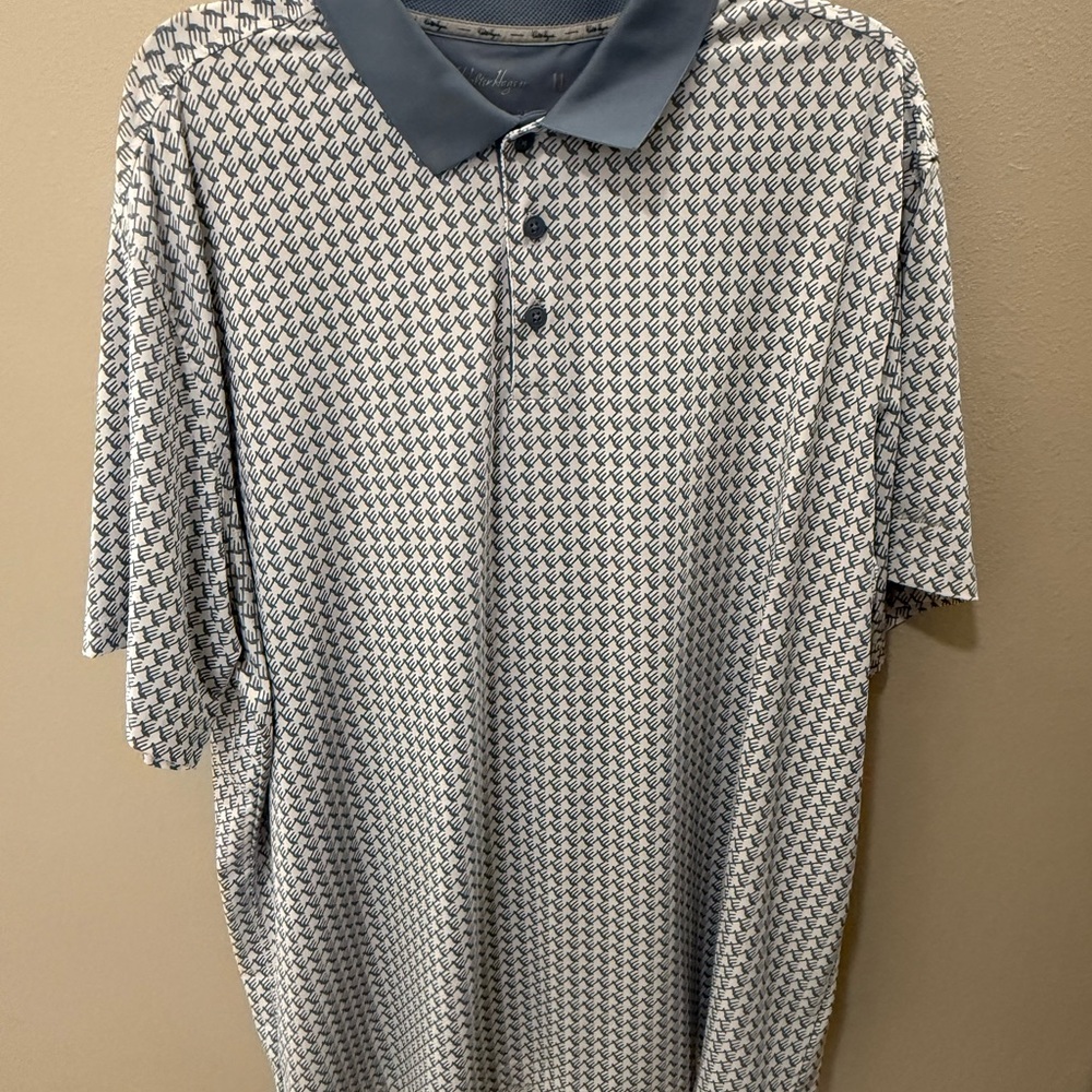 Men's Blue Patterned Polo Shirt